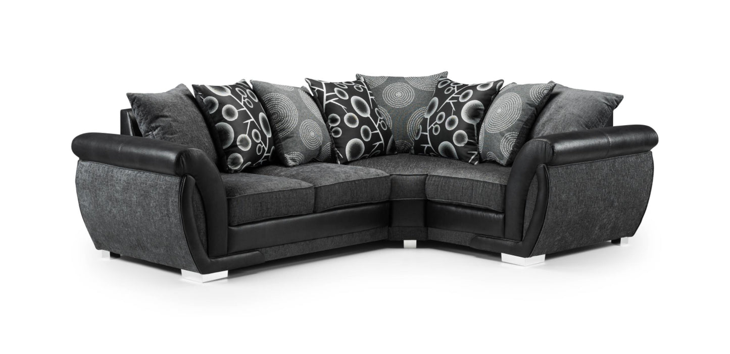 Shannon Fabric Sofa in 1, 2, 3 Seat, 4 Seat Corner Settee & Footstool. Chrome Feet Sofa CasaFenix