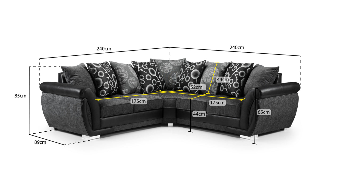 Shannon Fabric Sofa in 1, 2, 3 Seat, 4 Seat Corner Settee & Footstool. Chrome Feet Sofa CasaFenix