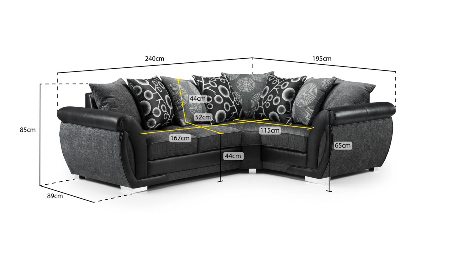 Shannon Fabric Sofa in 1, 2, 3 Seat, 4 Seat Corner Settee & Footstool. Chrome Feet Sofa CasaFenix