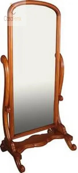 Shaped Cheval Bedroom Floor Standing Mirror Solid Mahogany - CasaFenix