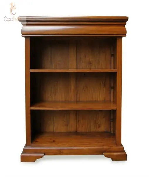 Sleigh Style Bookcase 2 Adjustable Shelves Solid Mahogany CasaFenix