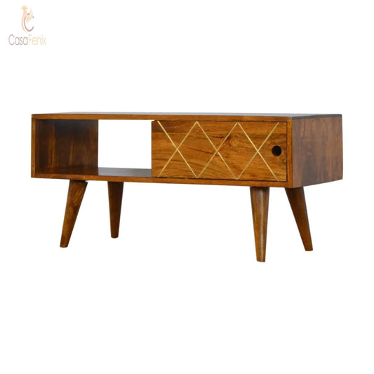 Sliding Brass Inlay Media Unit - CasaFenix