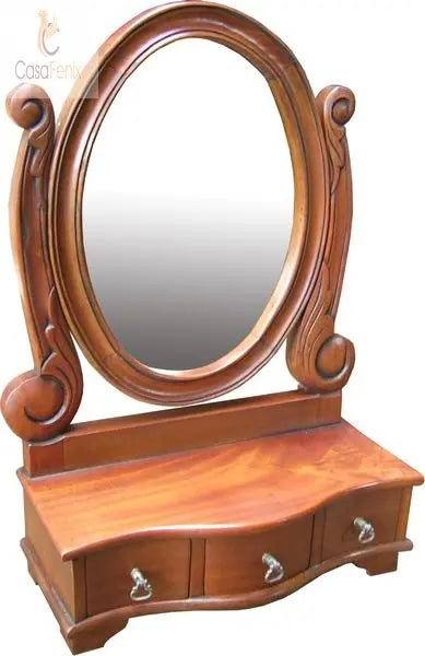 Small Dressing Table Mirror Bedroom Mirror Solid Mahogany - CasaFenix