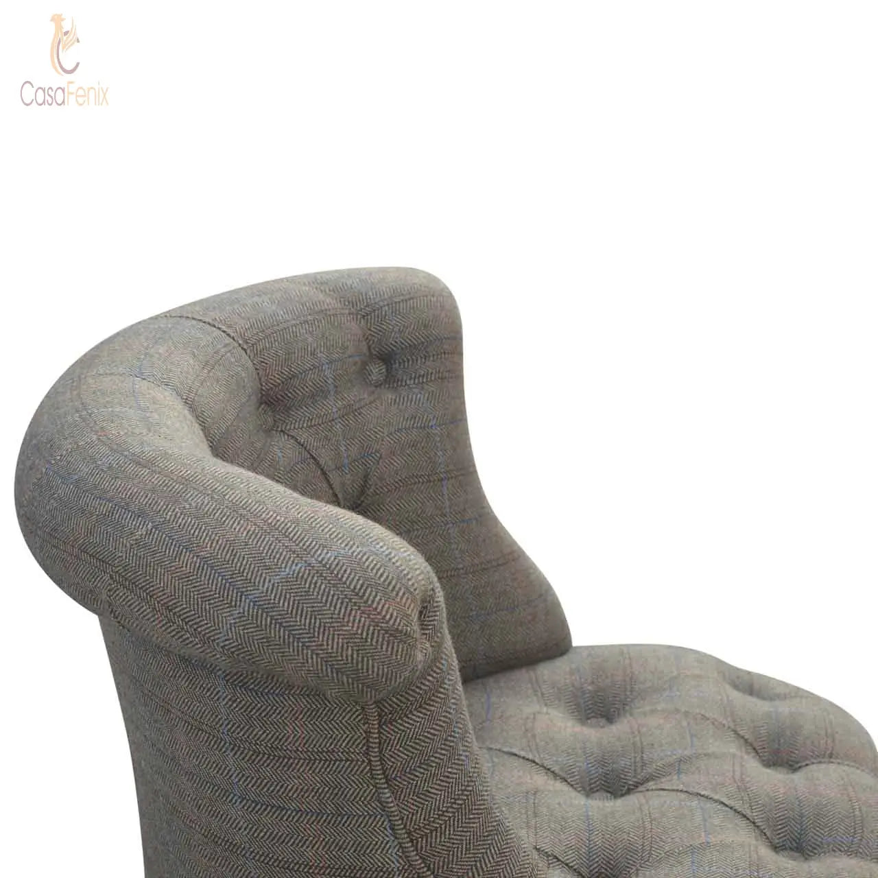 Small Multi Tweed Accent Chair Crafted with solid mango wood - CasaFenix