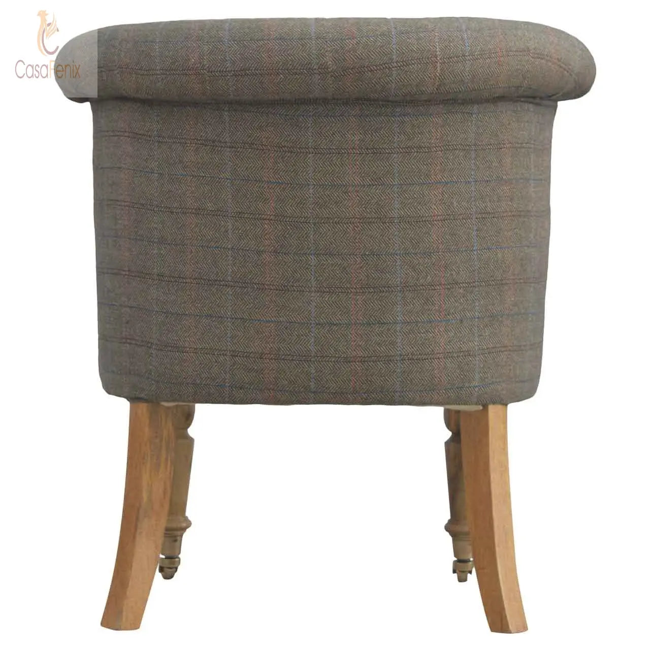 Small Multi Tweed Accent Chair Crafted with solid mango wood - CasaFenix