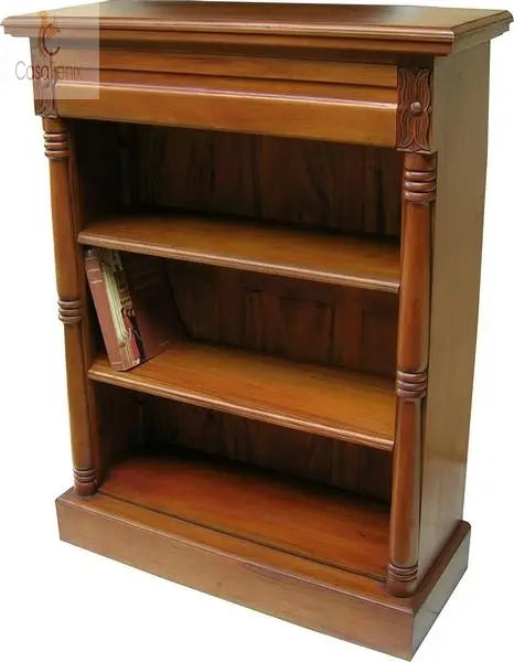 Solid Mahogany 1 Drawer Victorian Bookcase 2 Adjustable Shelves CasaFenix
