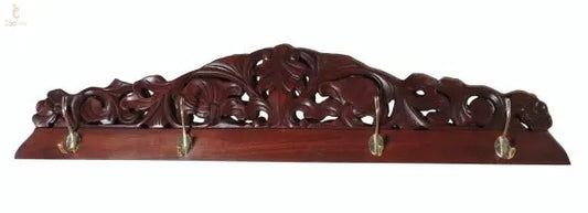 Solid Mahogany Carved Coat Hooks Wall Mounted - CasaFenix