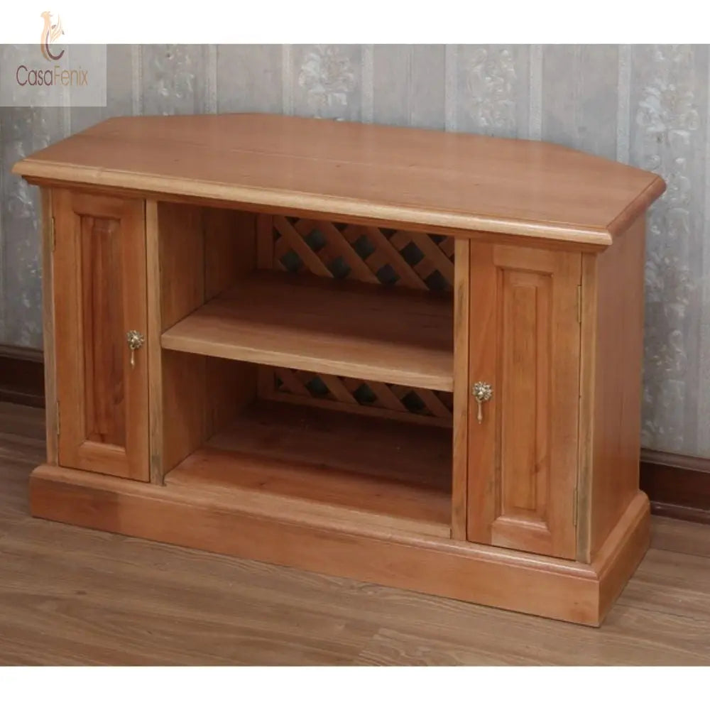 Solid Mahogany Corner TV Unit - CasaFenix