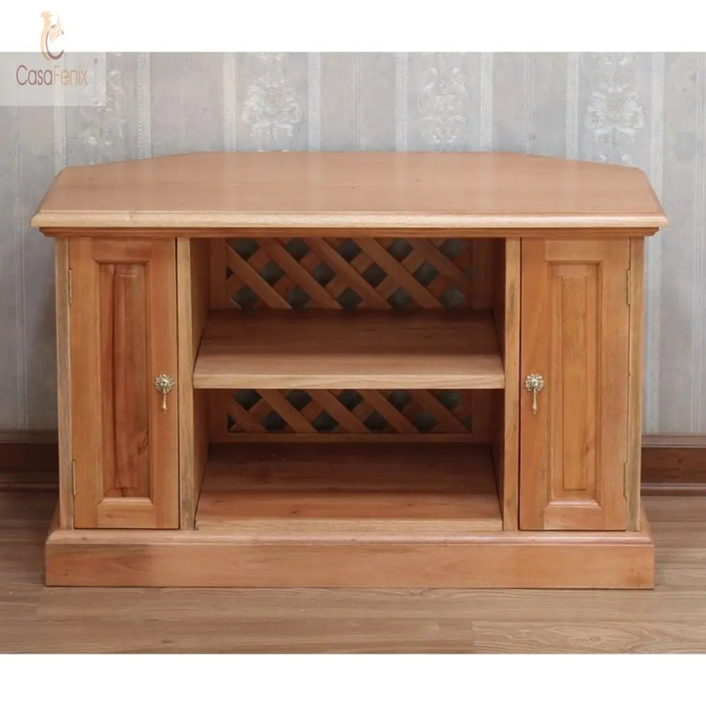 Solid Mahogany Corner TV Unit - CasaFenix