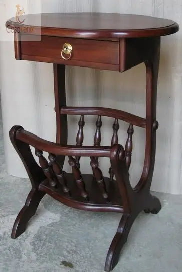 Solid Mahogany Magazine Rack Table - CasaFenix