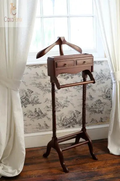 Solid Mahogany Men's Bedroom Valet Stand - CasaFenix