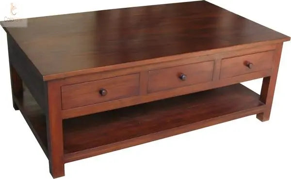 Solid Mahogany Rectangle Coffee Table - CasaFenix