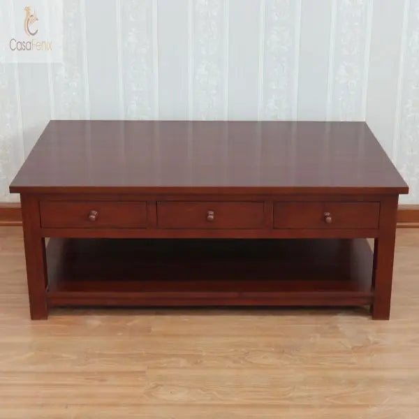 Solid Mahogany Rectangle Coffee Table - CasaFenix