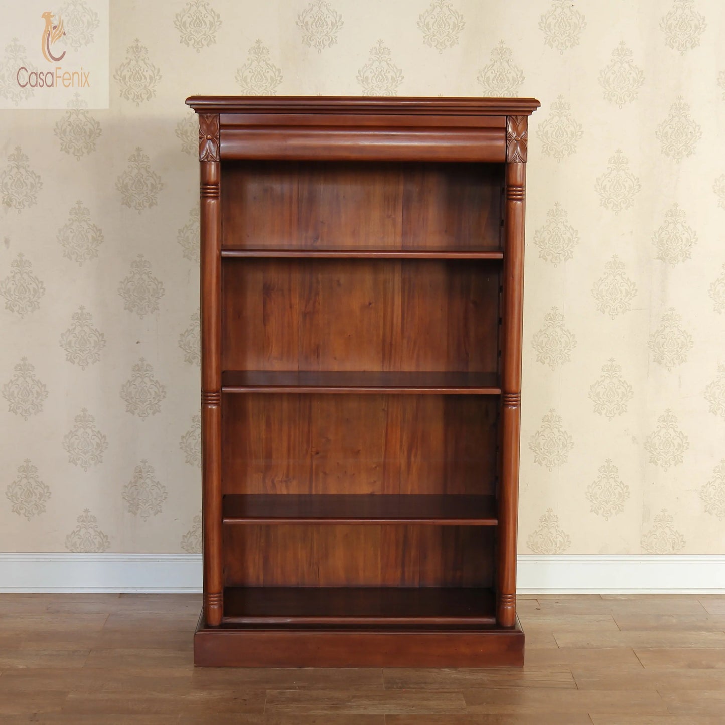 Solid Mahogany Victorian Bookcase 3 Adjustable Shelves CasaFenix