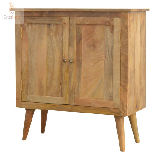 Solid Mango Wood Nordic Style2 Door Cabinet Oak-ish Finish - CasaFenix