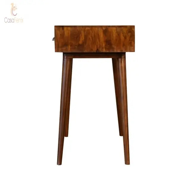 Solid Wood Chestnut Writing Desk with Open Slot - CasaFenix