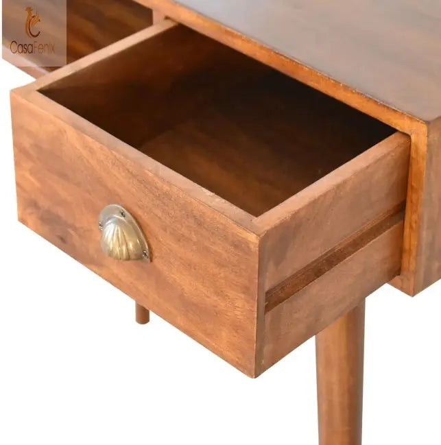 Solid Wood Chestnut Writing Desk with Open Slot - CasaFenix