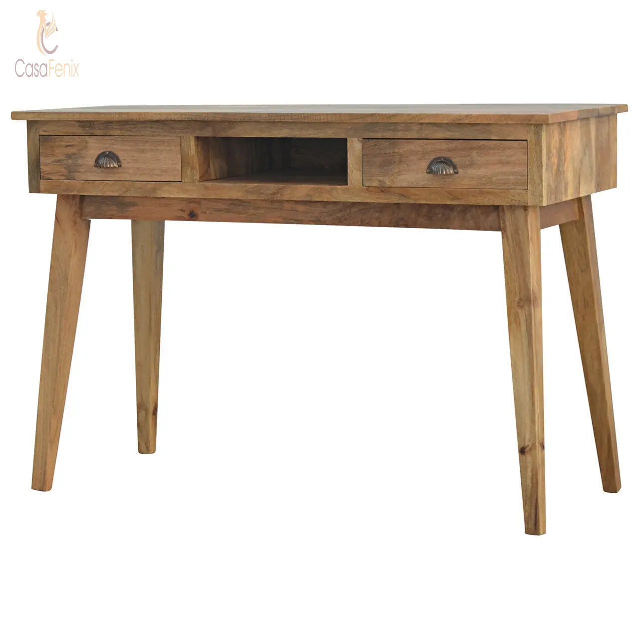 Solid Wood Writing Desk with 2 Drawers 100% solid mango wood CasaFenix