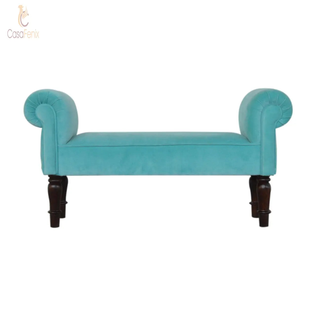 Aqua Velvet Bench Bedroom Dressing Table Seat / Stool - CasaFenix