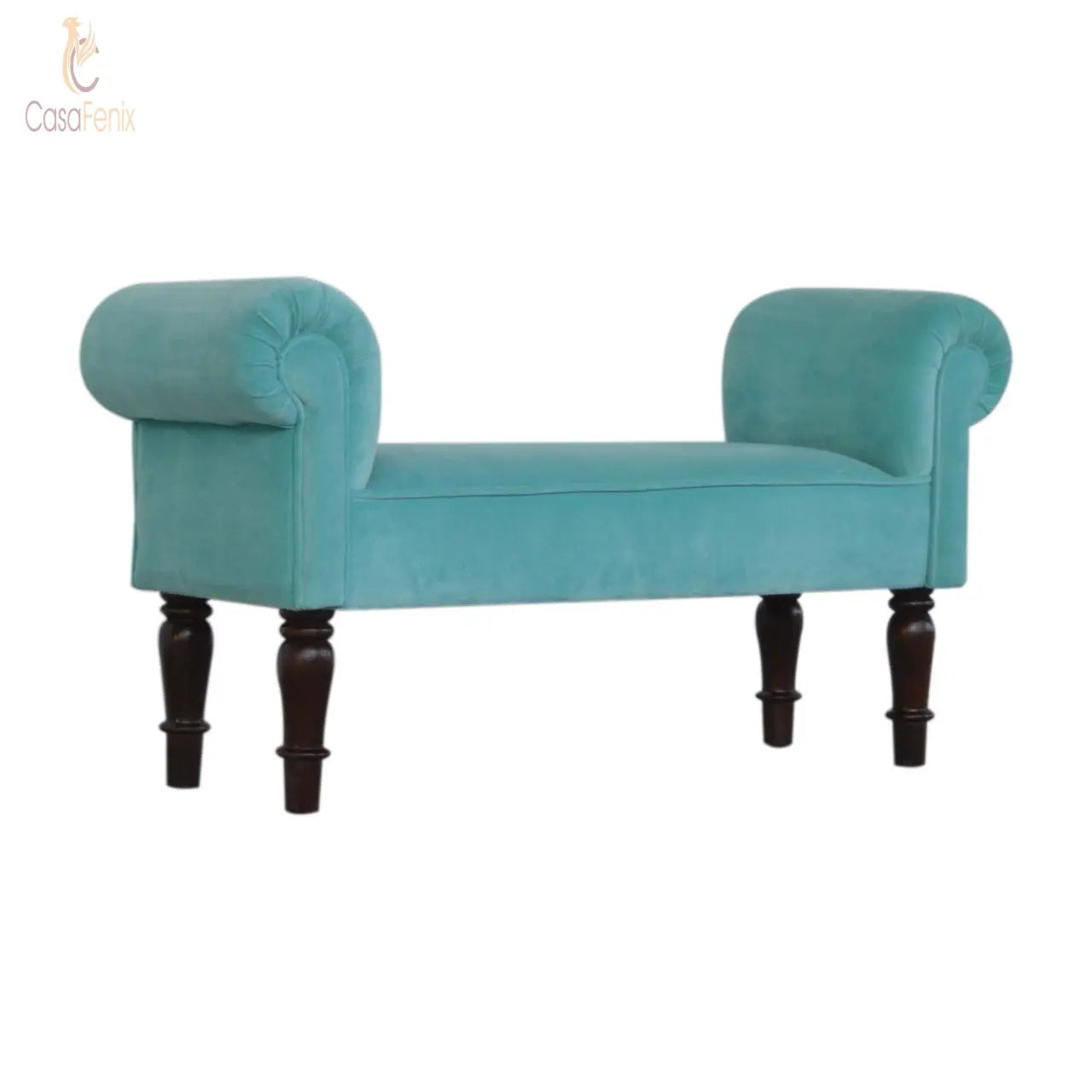 Aqua Velvet Bench Bedroom Dressing Table Seat / Stool - CasaFenix