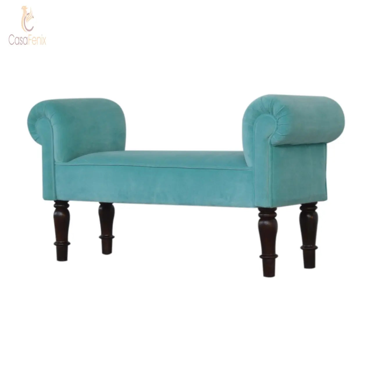 Aqua Velvet Bench Bedroom Dressing Table Seat / Stool - CasaFenix