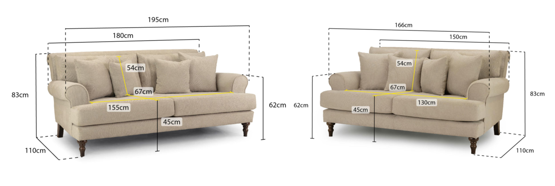 Summer Fabric Sofa in Beige or Grey available in 1, 2, 3, 4 Seat and Footstool Sofa CasaFenix