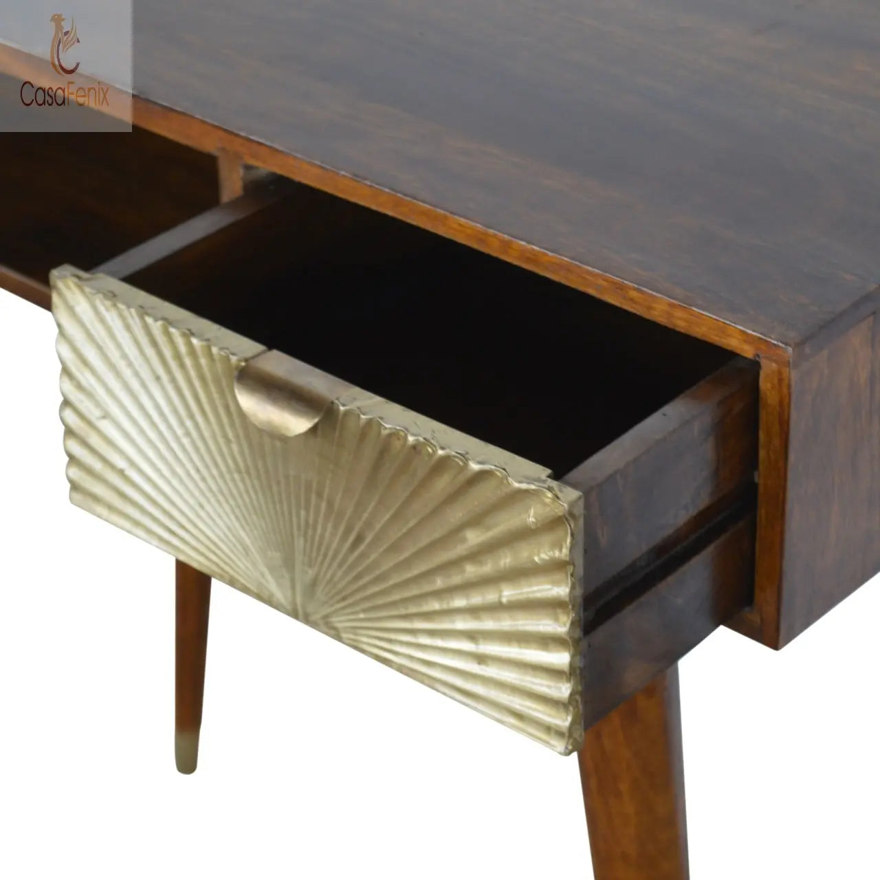 Sunrise Gold Carved Writing Desk - CasaFenix