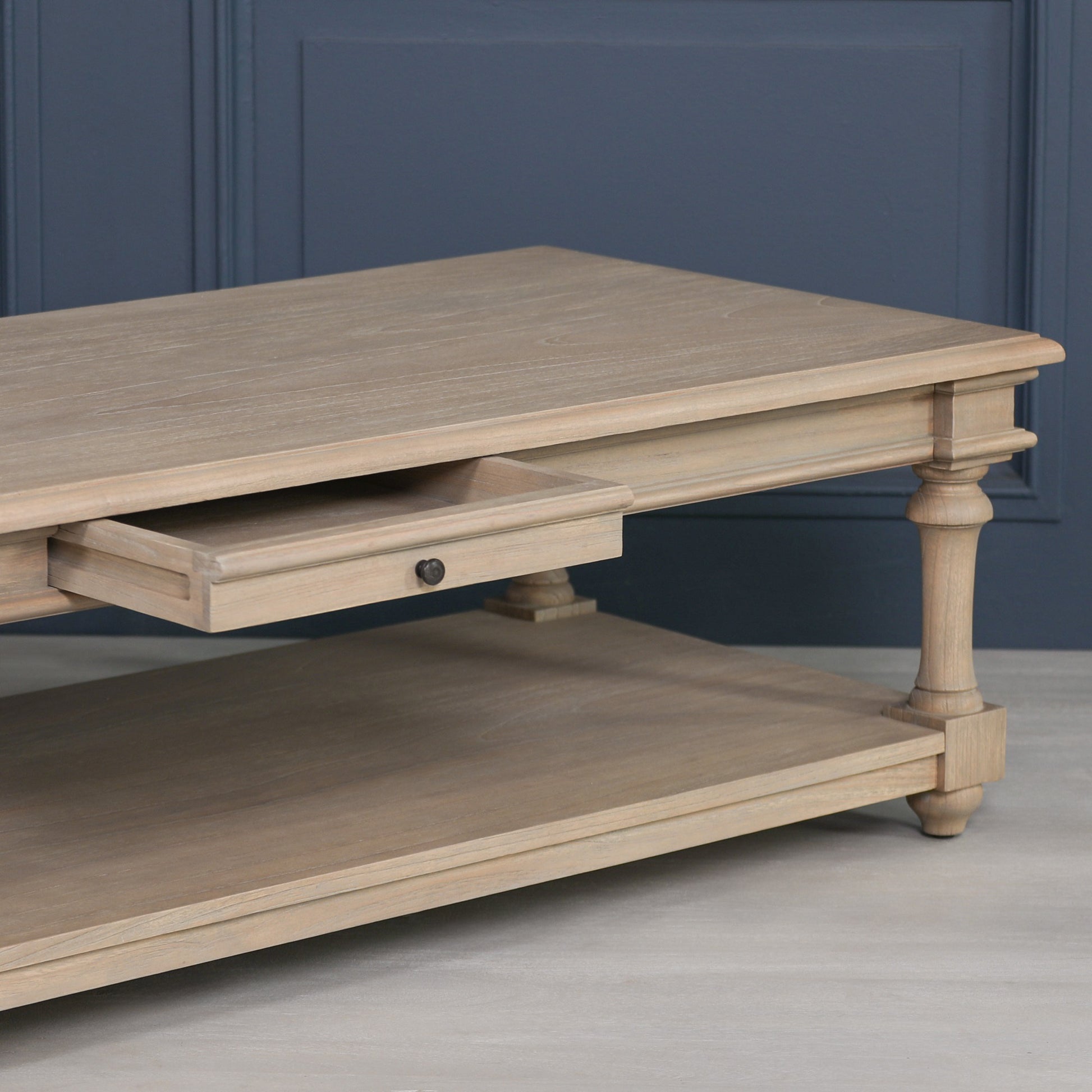 Rustic Wooden 170cm Coffee Table with Drawer Side Table CasaFenix