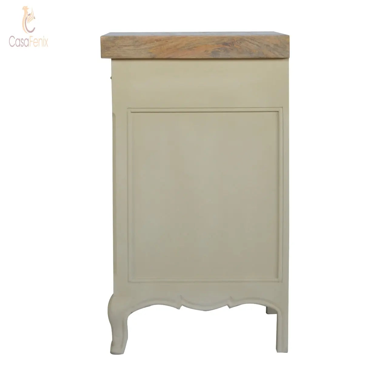 French Style Cream Kitchen Island Cabinet Wine / Veg Store 100% solid mango wood - CasaFenix