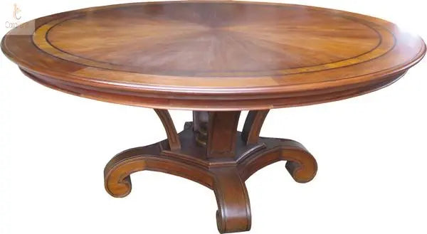 Victorian Round Inlaid Mahogany Dining Table - CasaFenix