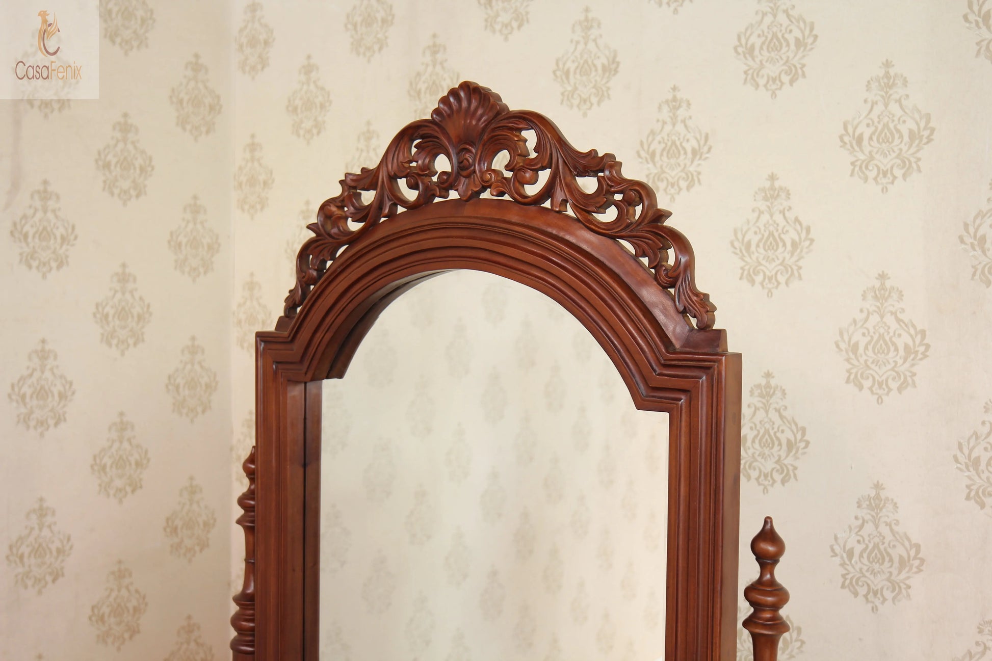 Victorian Styled Cheval Bedroom Floor Standing Mirror Solid Mahogany - CasaFenix