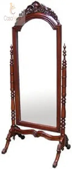 Victorian Styled Cheval Bedroom Floor Standing Mirror Solid Mahogany - CasaFenix