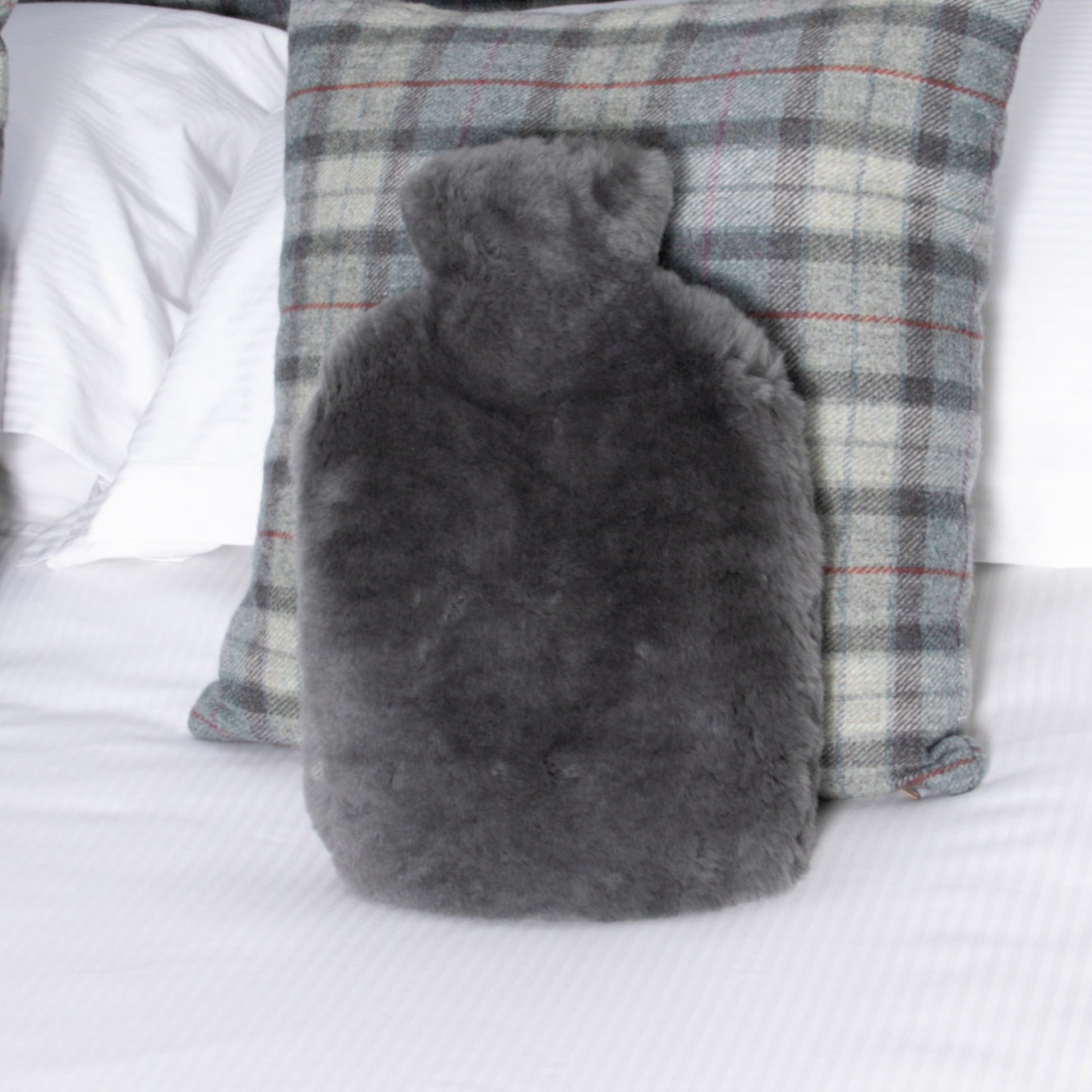 Grey Sheepskin Hot Water Bottle 37 x 23cm - CasaFenix