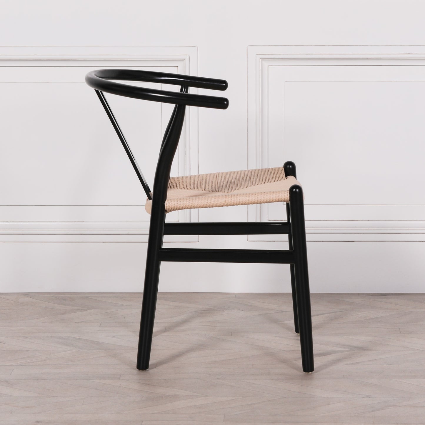 Wishbone Black Painted Wooden Dining Chair Side Table CasaFenix