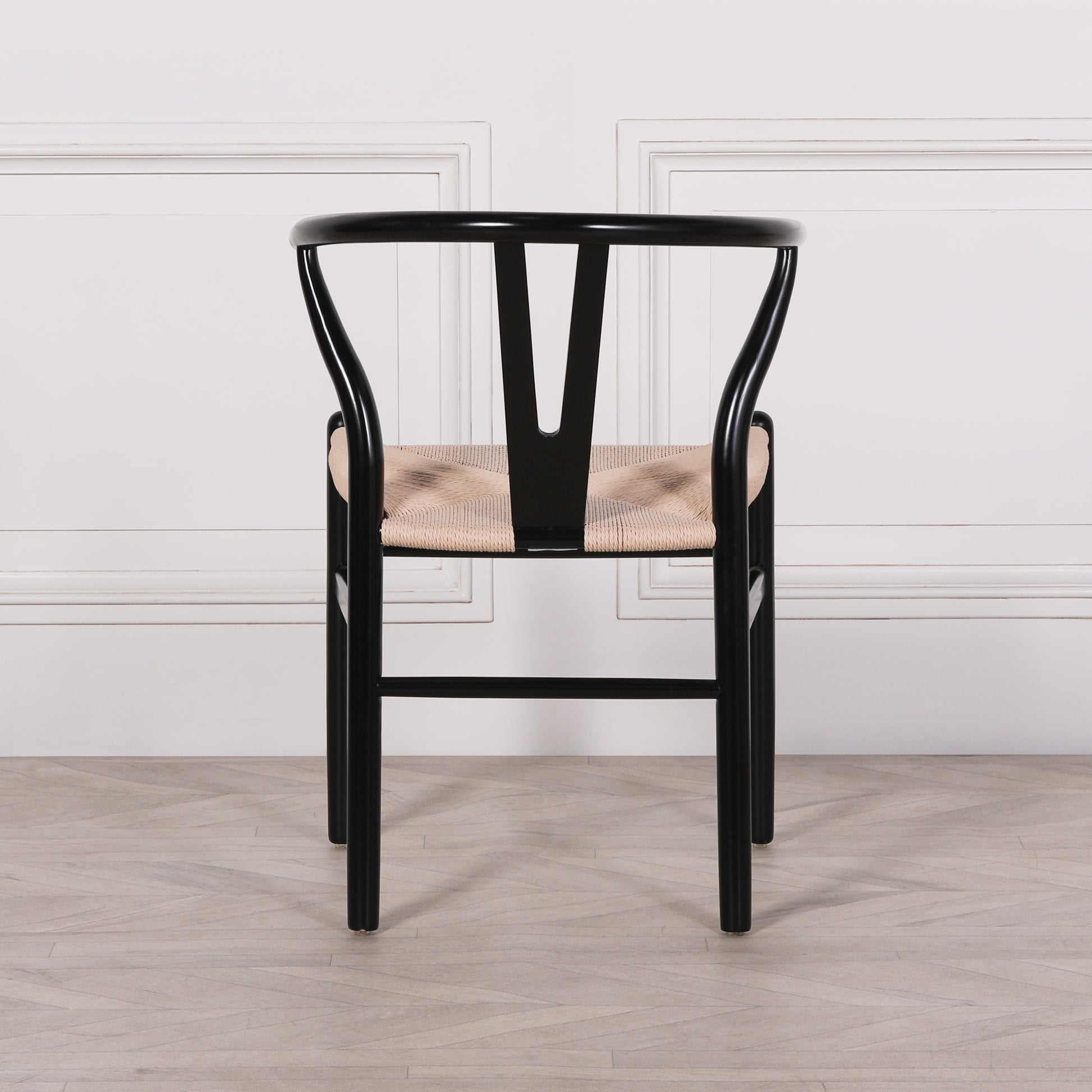 Wishbone Black Painted Wooden Dining Chair Side Table CasaFenix