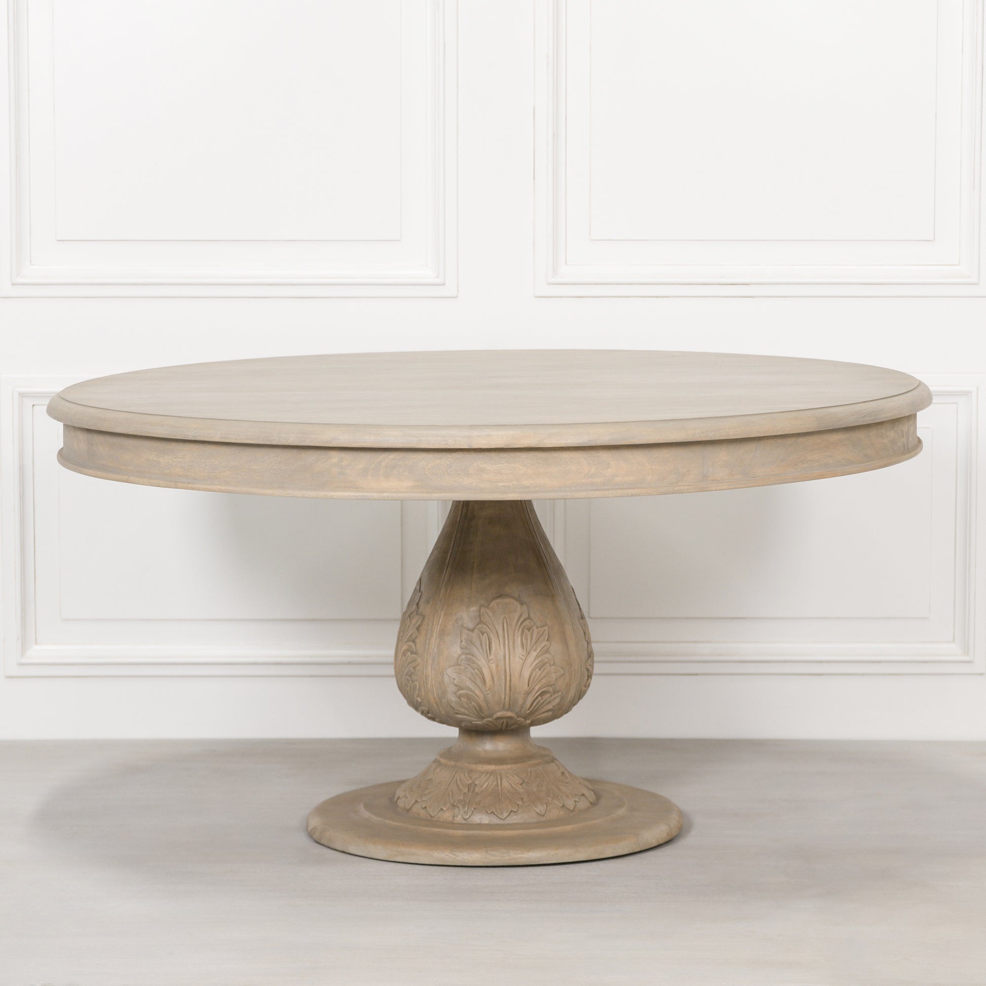 Rustic Light Wood 150cm Round Acorn Dining Table Side Table CasaFenix