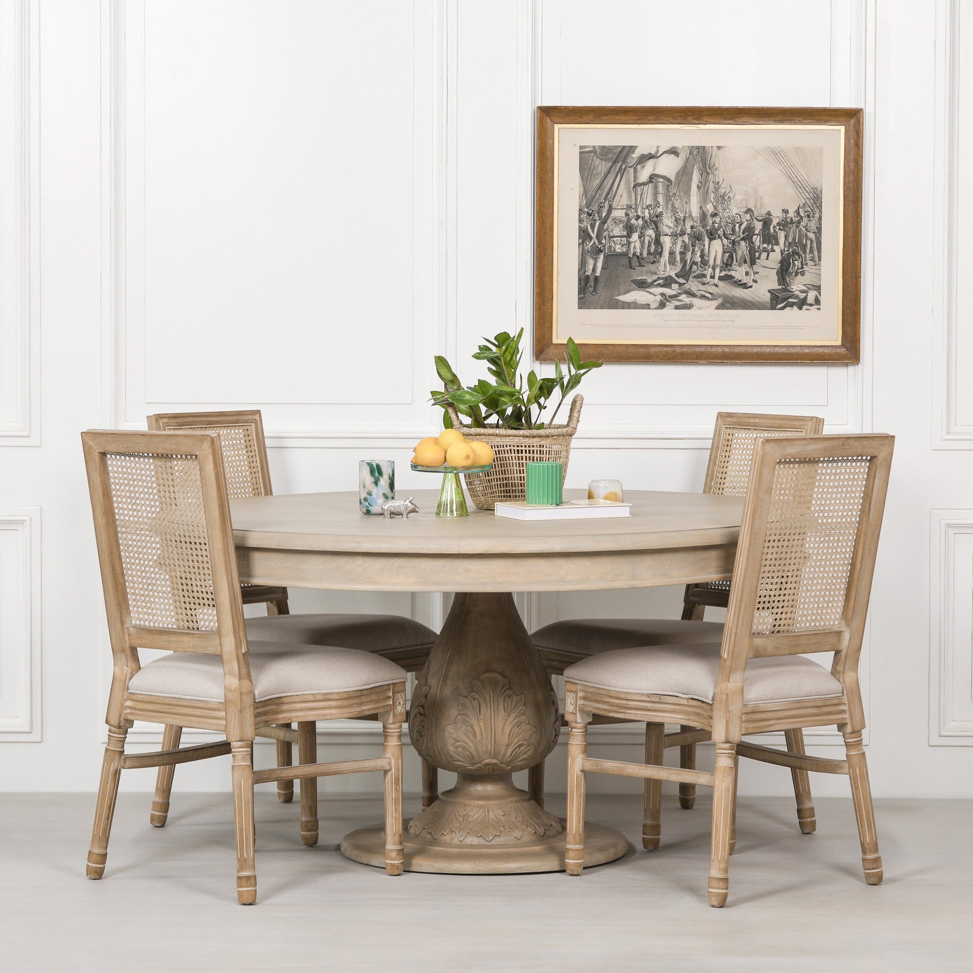 Rustic Light Wood 150cm Round Acorn Dining Table Side Table CasaFenix