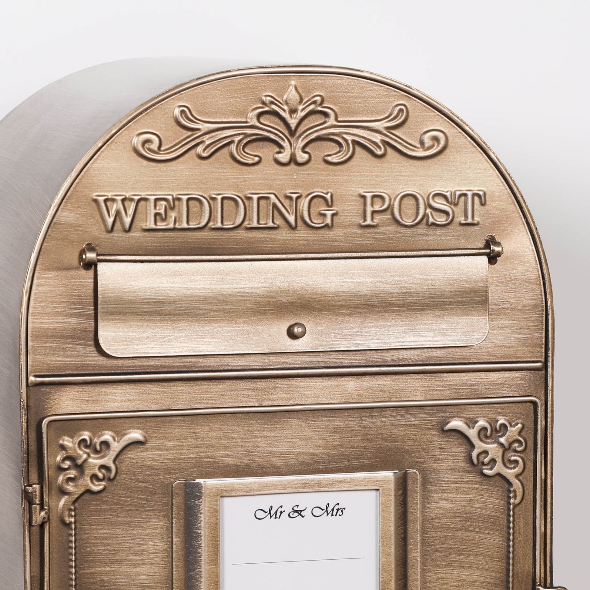 Antiqued Gold Wedding Post Letter Box Side Table CasaFenix