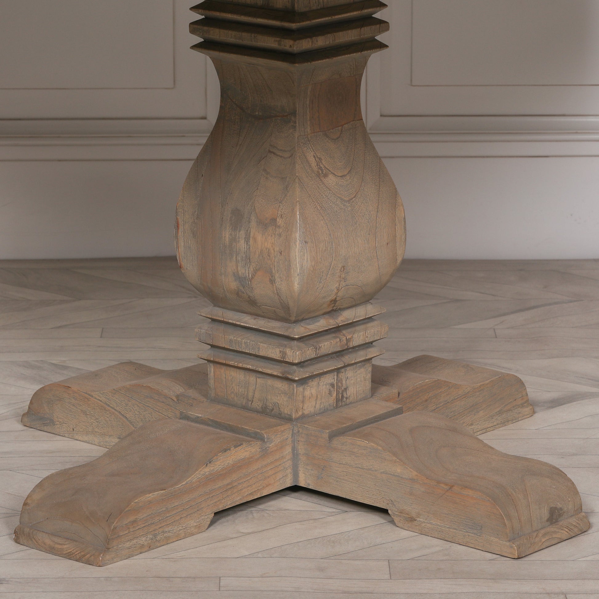 Rustic Wooden Round Pedestal Dining Table CasaFenix