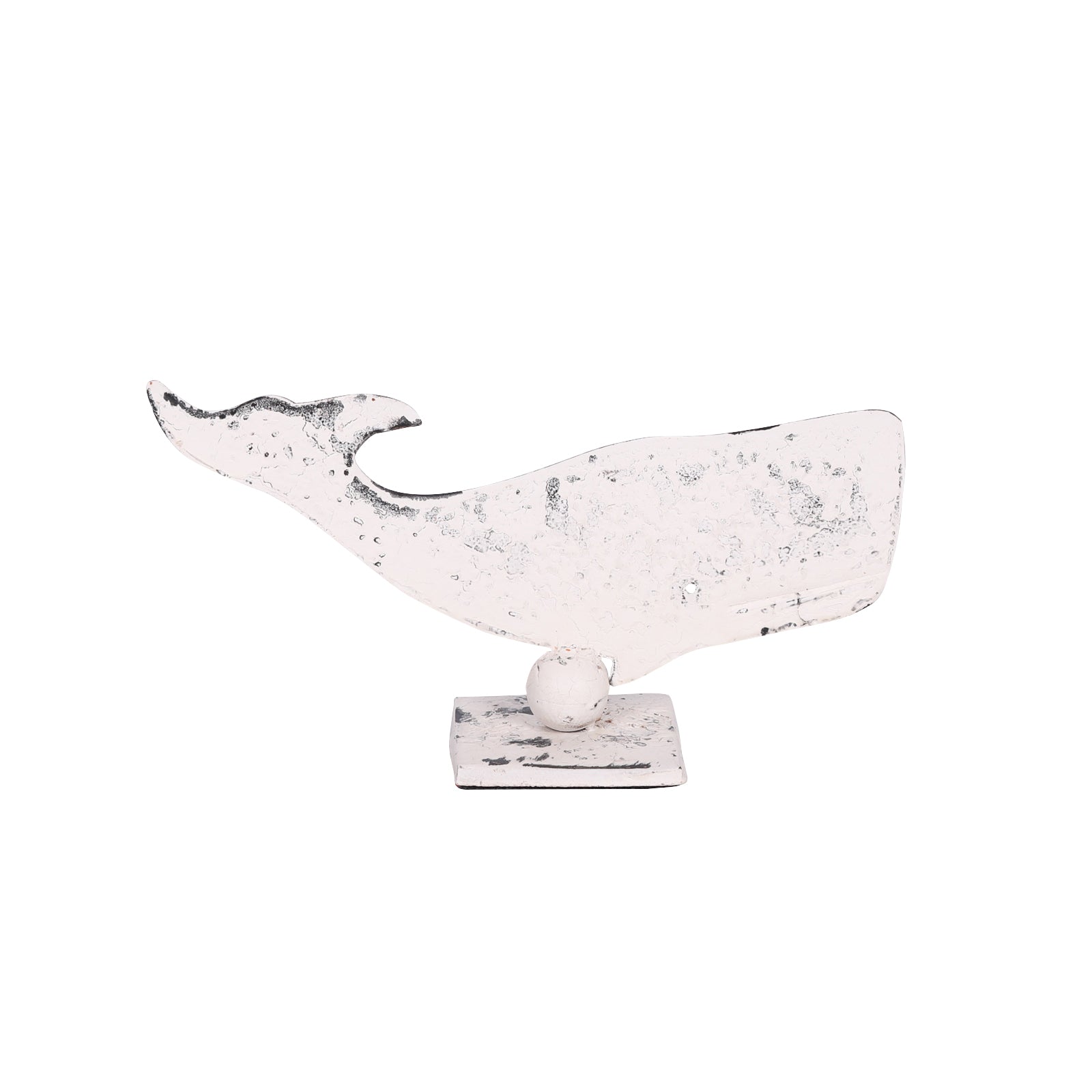 Rustic Painted 34cm Metal Whale on Stand CasaFenix