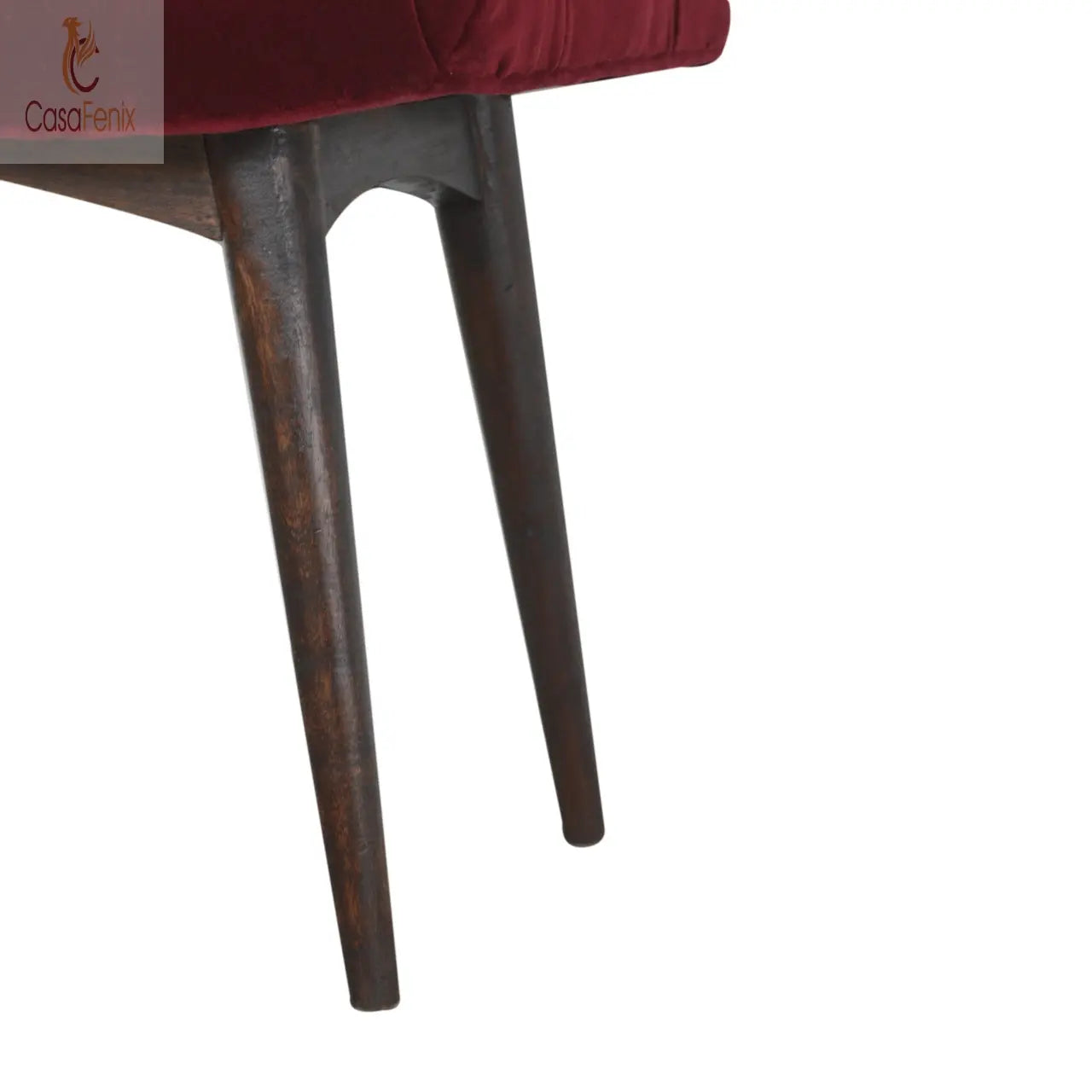 Wine Red Cotton Velvet Upholstered Curved Bench - CasaFenix