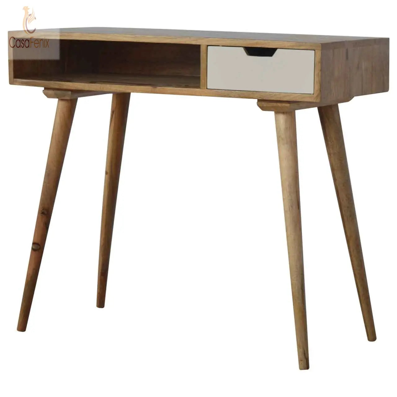 Writing Desk with White Hand Painted Drawer 100% solid mango wood - CasaFenix