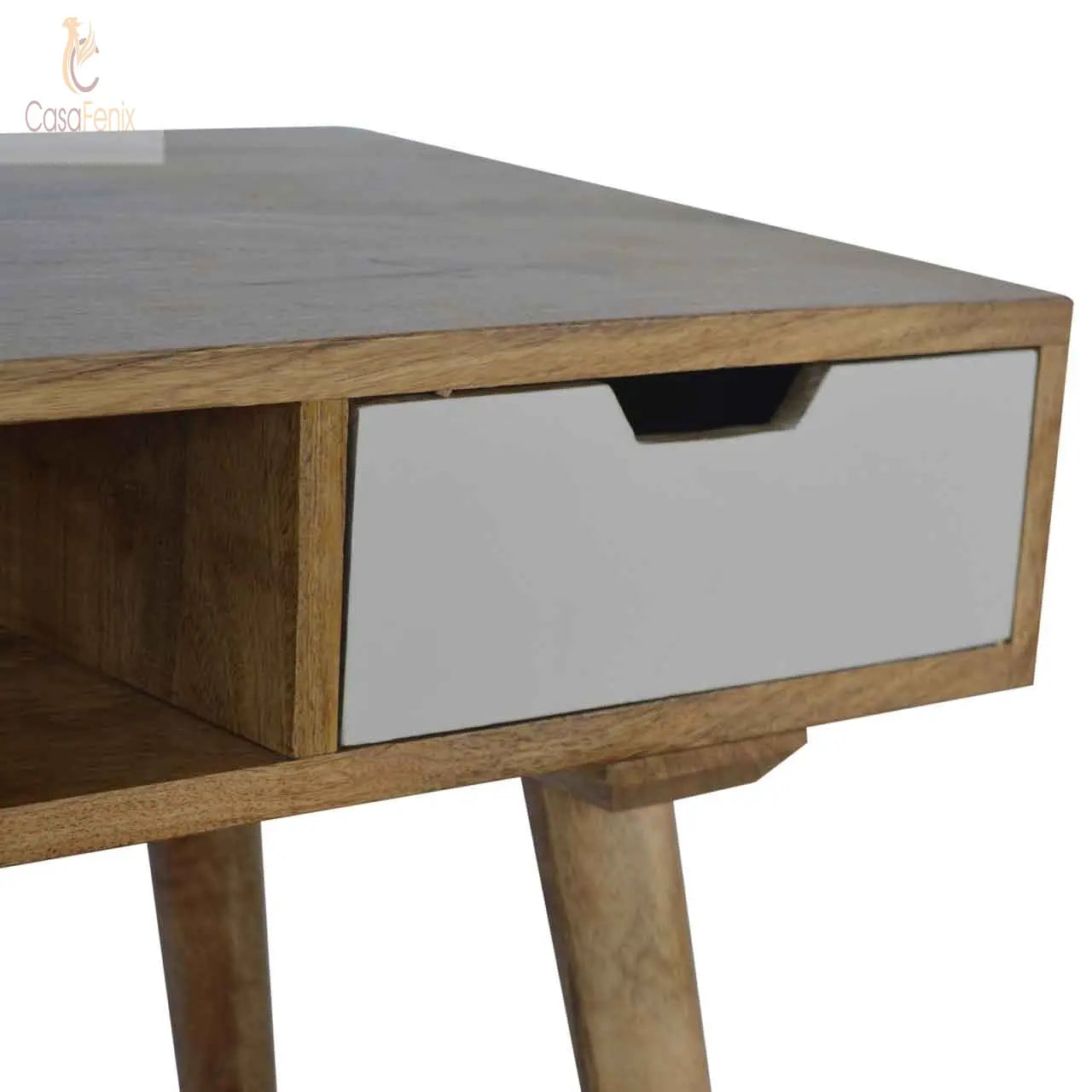 Writing Desk with White Hand Painted Drawer 100% solid mango wood - CasaFenix