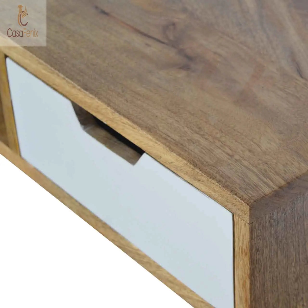 Writing Desk with White Hand Painted Drawer 100% solid mango wood - CasaFenix