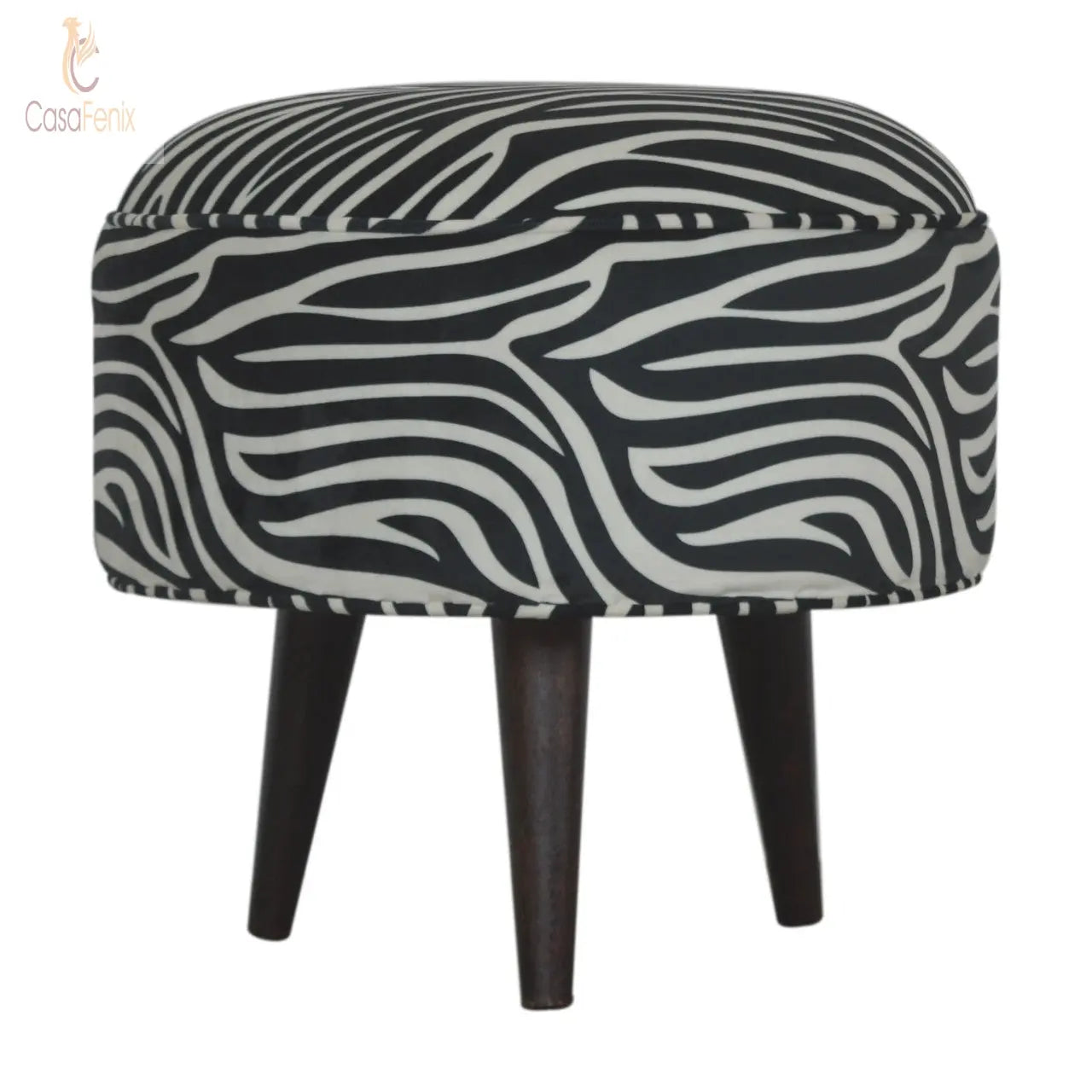 Zebra Nordic Style Upholstered Footstool - CasaFenix