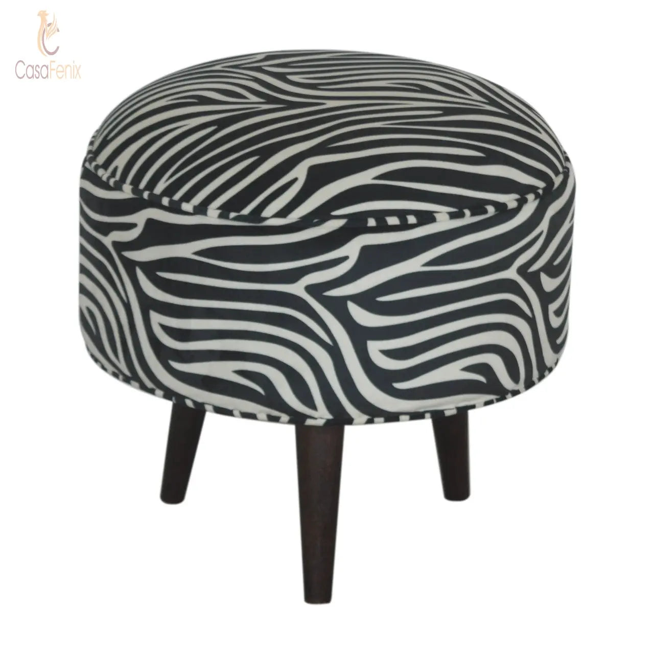 Zebra Nordic Style Upholstered Footstool - CasaFenix