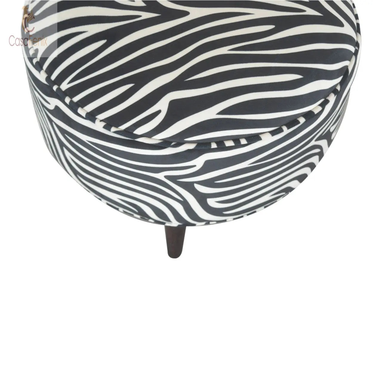 Zebra Nordic Style Upholstered Footstool - CasaFenix