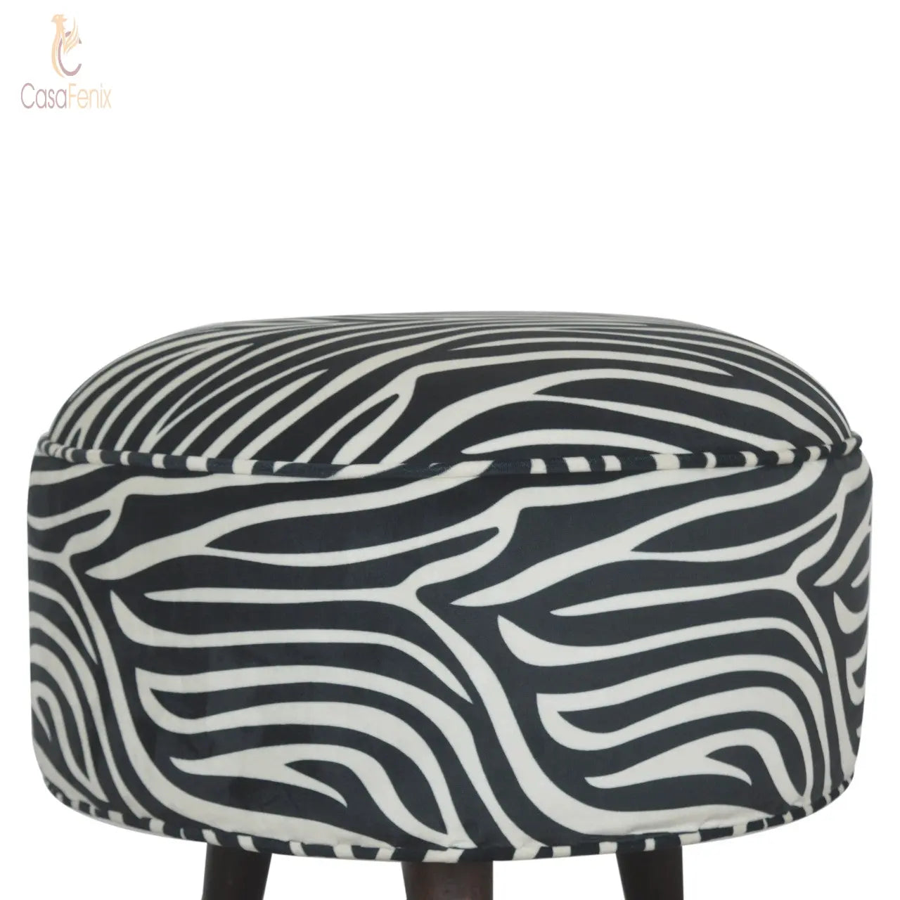 Zebra Nordic Style Upholstered Footstool - CasaFenix