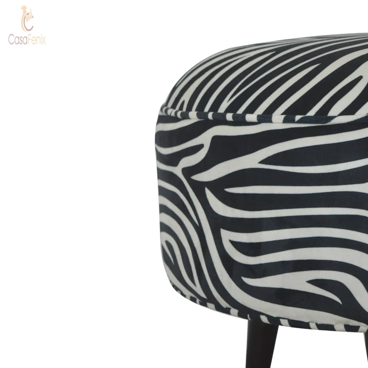 Zebra Nordic Style Upholstered Footstool - CasaFenix