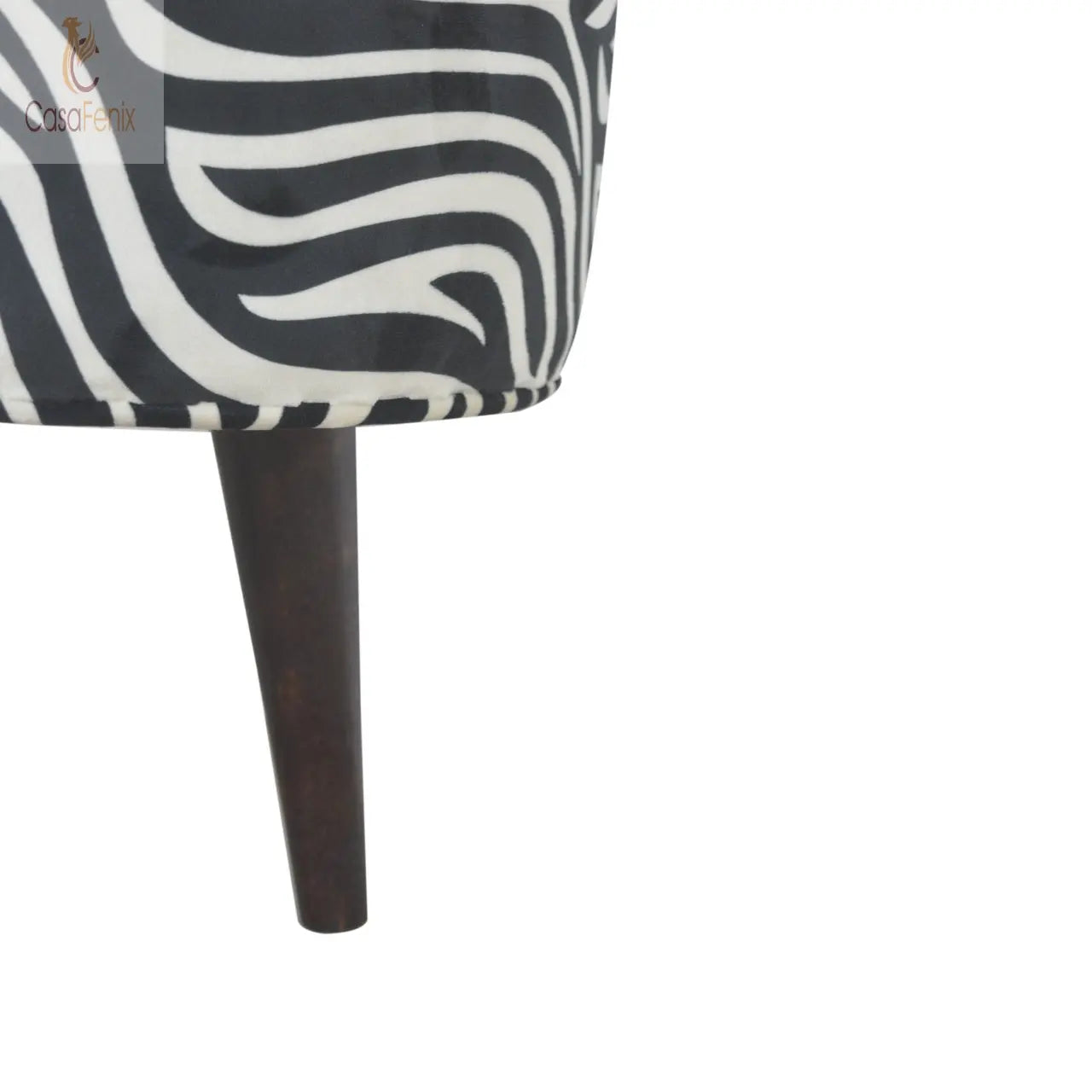 Zebra Nordic Style Upholstered Footstool - CasaFenix